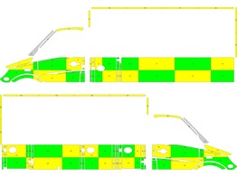 Striping Mercedes Sprinter Caisse Hospi Battenburg Vert/Jaune/Blanc  gauche   droite 