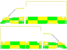 Striping Mercedes Sprinter Caisse Battenburg Vert/Jaune/Blanc  gauche   droite 