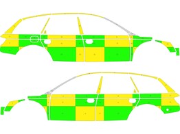 Striping Audi A6 Avant Allroad SMUR Battenburg Vert/Jaune/Blanc  gauche   droite  1-DNR-972