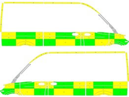 Striping Mercedes Sprinter 2018 L2H2 - Battenburg T11500 Groen/Geel/Wit  links   rechts  2 schuifdeuren   ST6 Front