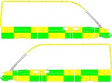 Striping Mercedes Sprinter 2018 L2H2 - Battenburg T11500 Green/Yellow/White  left   right  2 sliding