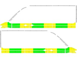 Striping Volkswagen Crafter 2017 L3H3 - Half Battenburg T11500 Groen/Geel/Wit  links   rechts  2 schuifdeur/deuren 180 