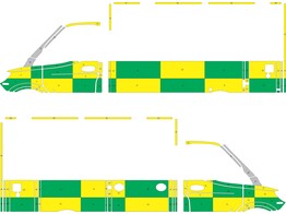 Striping Mercedes Sprinter 2020 Caisse Dulmer Waasland Battenburg Vert/Jaune/Blanc  gauche   droite 