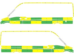 Striping Mercedes Sprinter L3H2 Battenburg Rood/Geel/Wit  links   rechts  V20895