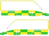 Striping Iveco Daily H2 L2 Battenburg KIT T11500 Green/Yellow/White  left   right  2 sliding doors