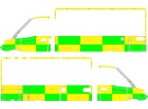 Striping Mercedes Sprinter Box Body Battenburg Green/Yellow/White  left   right  HEMECO