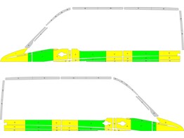 Striping volkswagen crafter 2008 Half Battenburg Green/Yellow/White KIT  links   rechts  schuifdeur