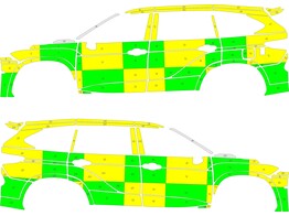 Striping Toyota Highlander Battenburg Groen/geel/wit KIT  links   rechts 