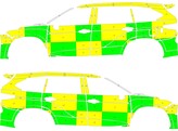 Striping Toyota Highlander Battenburg Green/yellow/white KIT  links   rechts 