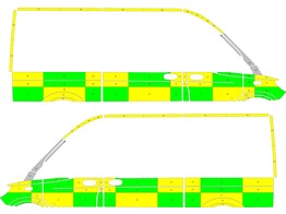 Striping Mercedes Sprinter 2018 L2H2 - Battenburg T11500 Green/Yellow/White  left   right  2 sliding