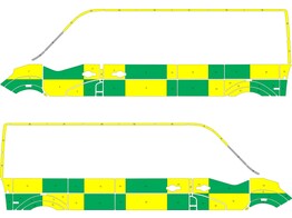 Striping Renault Master/Opel Movano/Nissan V400 L3H2 Battenburg Green/Yellow/White  left   right  VF