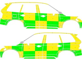 Striping Volvo XC90 2018 - Battenburg T11500 Green/Yellow/White  left   right  - SMUR Clinique Saint