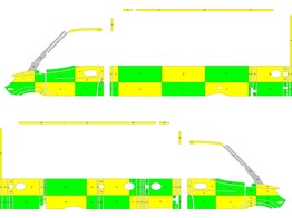 Striping Mercedes Sprinter Caisse Battenburg Vert/Jaune/Blanc  gauche   droite   HVZ zone1