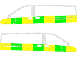 Striping Mercedes Vito L2 - Half Battenburg T11500 Groen/Geel/Wit KIT  links   rechts  2 schuifdeuren AMG