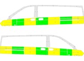 Striping Mercedes Vito L2 - Half Battenburg T11500 Groen/Geel/Wit KIT  links   rechts  2 schuifdeuren AMG