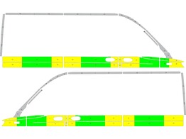 Striping Mercedes Sprinter 2018 L2H2 - Half Battenburg T11500 Yellow/Green/White  left   right  2 sl