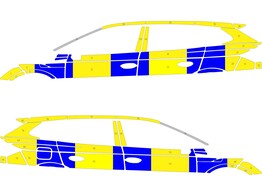 Striping Skoda Enyaq - Half Battenburg Blauw/Geel/Wit  links   rechts 