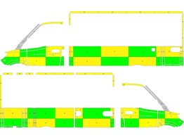 Striping Mercedes Sprinter Box Body Strobel Battenburg Green/Yellow/White KIT  left   right  Nage fl