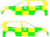 Striping BMW X5 2013-2018 Hopital Iris MUG Battenburg Green/Yellow/White  links   rechts 