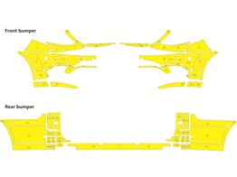 Arisco Pare-chocs Mercedes V-Class 2014- Avery Prismatic Jaune avec couvercle de coffre FPS RPS  ave