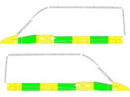 Striping VW Crafter 2015 L2H2 - Half Battenburg T11500 Yellow/Green/White  left   right  2 sliding d