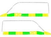 Striping VW Crafter 2015 L2H2 - Half Battenburg T11500 Groen/Geel/Wit  links   rechts  2 schuifdeuren met richtingaanwijzers