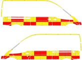 Striping Ford Transit L3H3 Battenburg Red/Yellow/White  left   right  with 1 sliding door