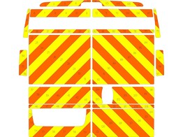 Striping Citroen Jumper/Fiat Ducato/Peugeot Boxer H2 2006- Chevrons T11513 Oranje/Geel 10 cm - 2 achterdeuren zonder ruiten