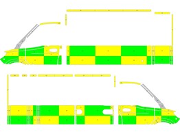 Striping Mercedes Sprinter Caisse Battenburg Vert/Jaune/Blanc  gauche   droite  Ziekenhuis Oost-Limb