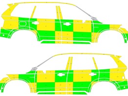 Striping Volvo XC90 MUG Battenburg Groen/Geel/Wit  links   rechts  Jessa   parkeersensoren en stekker