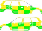 Striping Volvo XC90 MUG Battenburg Groen/Geel/Wit  links   rechts  Jessa   parkeersensoren en stekker