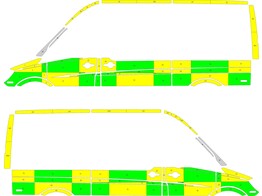 Striping Mercedes Sprinter 2013 L2H2 - Battenburg T11500 Green/Yellow/White  left   right  2 sliding