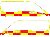 Striping Ford Transit L3H2 Battenburg Rood/Geel/Wi