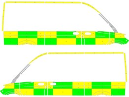 Striping Mercedes Sprinter 2019 L2H2 - KIT Battenburg Avery Prismatic T11500 Vert/Jaune/Blanc  gauch