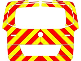 Striping Mercedes Vito 2015 - Chevrons T11500 Rouge/Jaune 10 cm - couvercle de coffre et vitre    ST