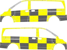 Striping Mercedes Vito 2016- Traffic Officer KIT Avery Prismatic Geel / Oralite Zwart  links   rechts  2 schuifdeuren