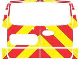 Striping Mercedes Vito H1 2016- portes arriere full rear chevrons rouge/jaune 20 cm