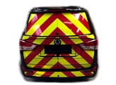 Striping Ssangyong Rodius 2012 2019 - Chevrons Diamond Grade Rood/Geel 12 5cm Diamond Grade - FULL REAR inclusief raam