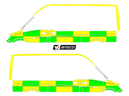 Striping Mercedes Sprinter 2013 L2H2 - Battenburg T11500 Vert/Jaune/Blanc KIT  gauche   droite  - UZ