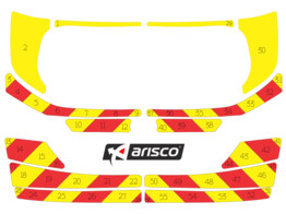 Striping Ford Focus Clipper 2017 - Chevrons T7500 Rood/Geel 10 cm 2 achterdeuren met ruiten