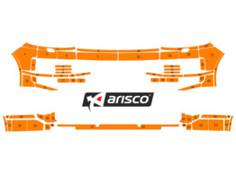 Arisco Bumpers VW Transporter T6 2016 2021 Avery Prismatic Fluo Oranje met Barn Doors en koplampsproeiers - achterkant PS