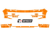 Arisco Bumpers VW Transporter T6 2016 2021 Avery Prismatic Fluo Oranje met Barn Doors en koplampsproeiers - achterkant PS