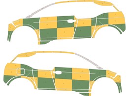 Striping BMW i3 2018 Battenburg Green/Yellow/White  KIT  links   rechts 