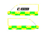 Striping Volkswagen Crafter 2017 L3H3 - Battenburg T11500 Groen/Geel/Wit  links   rechts  2 schuifdeuren