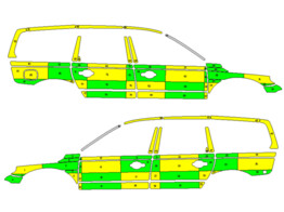 Striping Volvo XC70 2008-2016 Battenburg Green/Yellow/White  left   right  AZ Delta 1-SBF-622