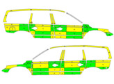 Striping Volvo XC70 2008-2016 Battenburg Green/Yellow/White  left   right  AZ Delta 1-SBF-622