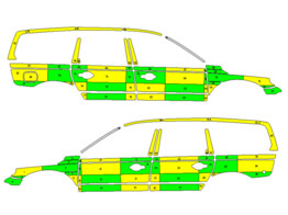 Striping Volvo XC70 2008-2016 Battenburg Green/Yellow/White  left   right  Jan Yperman Ziekenhuis 1-