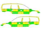 Striping Volvo XC70 2008-2016 Battenburg Groen/Geel/Wit  links   rechts  Jan Yperman Ziekenhuis 1-CHQ-866