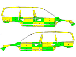 Striping Volvo XC70 2008-2016 Battenburg Green/Yellow/White  left   right  Jolimont 1-NKE-578