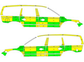 Striping Volvo XC70 2008-2016 Battenburg Green/Yellow/White  left   right  UZ Brussel 1-ARF-914